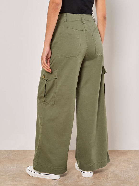 Wide Leg Chino Trousers, Khaki, large