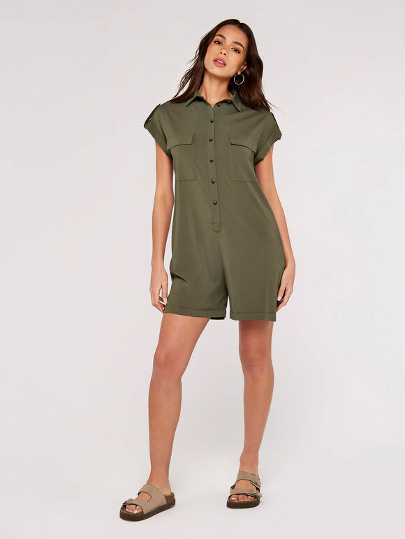 Utility Casa Playsuit, Khaki, large