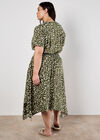 Curve Leopard Print Shirt Midi Dress, Khaki, large