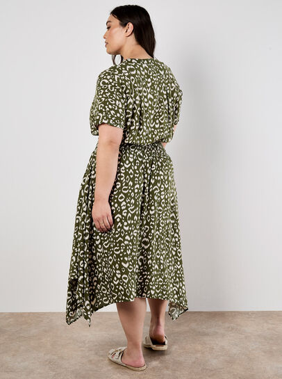 Curve Leopard Print Shirt Midi Dress