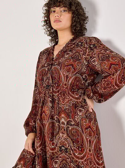 Curve Paisley Shimmer Midi Dress