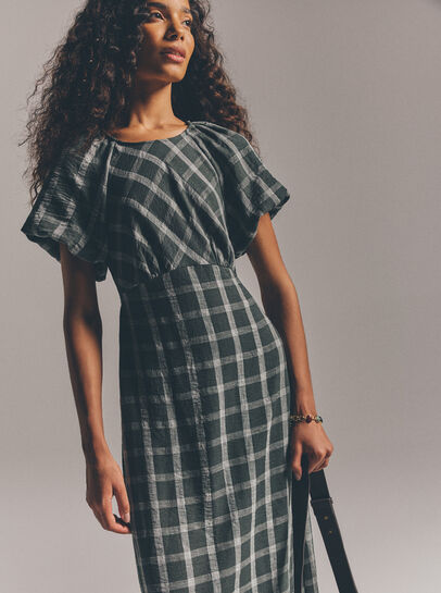Check Print Midaxi Dress