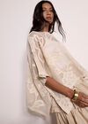 Cotton-Blend Mesh Floral Embroidered Top, Stone, large