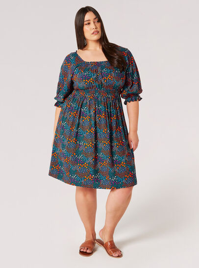 Curve Ditsy Daisy Milkmaid Mini Dress