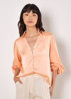 Soft Satin Shirt, Peach, large