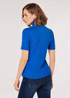 Roll Neck Waffle T-Shirt, Blue, large