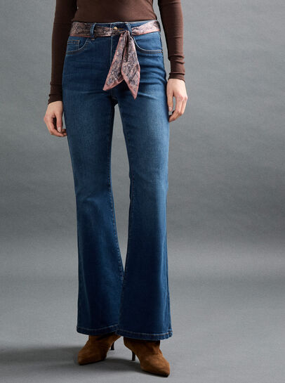 Lulu Scarf Belt Flare Jeans
