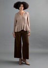 Flora Velvet Denim Wide-Leg Jeans, Brown, large