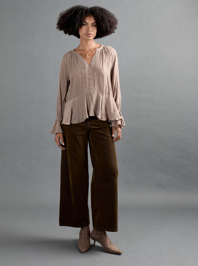 Flora Velvet Denim Wide-Leg Jeans