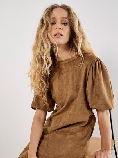 Suede Shift Mini Dress