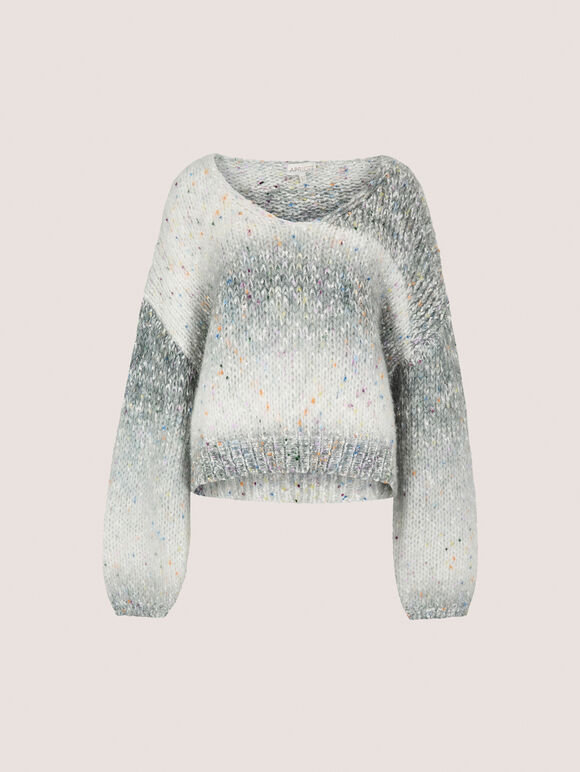 Tinsel Knit Ombre Jumper, Grey, large