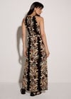 Tropical Leaf Halter Neck Maxi Dress, Black, large
