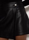 Faux Leather Wrap Mini Skort, Black, large