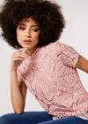 High Neck Lace Top, Pink, large