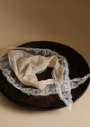 Lace Trim Head Scarf, White, large