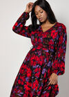 Curve Floral Wrap Midaxi Dress, Red, large