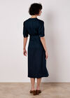 Button Down Linen Blend Midi Dress, Navy, large
