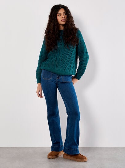 Vertical Pointelle Knit Jumper
