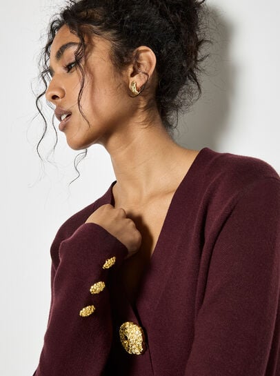 Statement Hammered Buttons Lightweight Cardigan