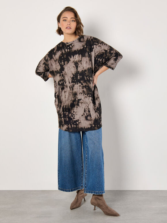 Tie Dye Knit Mini Dress, Stone, large