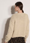 Rose Applique Chunky Knit Cardigan, Stone, large