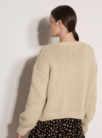 Rose Applique Chunky Knit Cardigan
