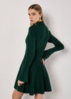 Bell Sleeve Knitted Skater Mini Dress, Green, large