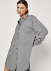 Pinstripe Oversized Shirt Mini Dress, Grey, large