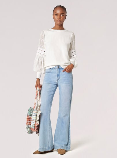 Contrast Chiffon Sleeves Jumper
