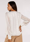 Self Stripe Shimmer Stars Blouse, Cream, large