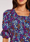 Ditsy Milkmaid Mini Dress, Blue, large