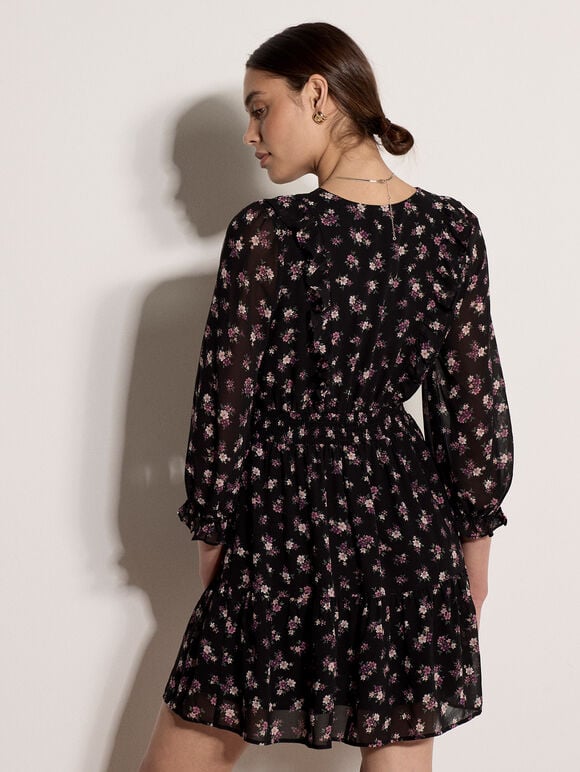 Vintage Ditsy Floral Mini Dress, Mauve, large