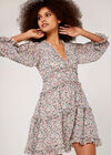 Floral Ruffle Tiered Dress, Cream, large