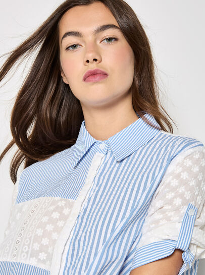 Mix Stripe Embroidered Shirt