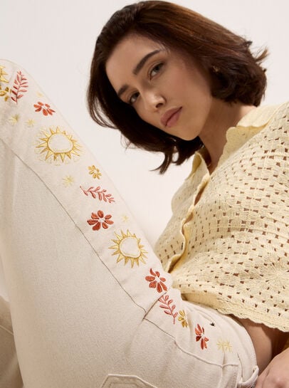 Lulu Floral Embroidered Flare Jeans