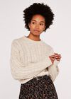Aran Crop Jumper, Stone, large