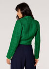 Fringed Cropped Tweed Blazer, Green, large