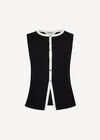 Jersey Crepe Monochrome Waistcoat, Black, large