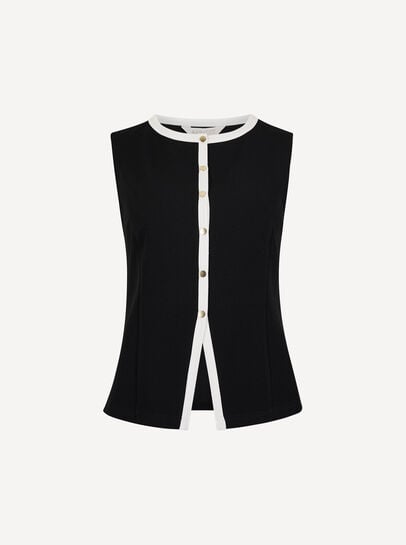 Jersey Crepe Monochrome Waistcoat