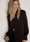 Oversized Satin Shirt, Black, large