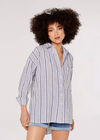 Striped Oversize Shirt, Cream, large