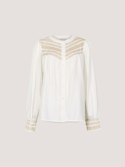 Wavy Embroidered Smocked Blouse