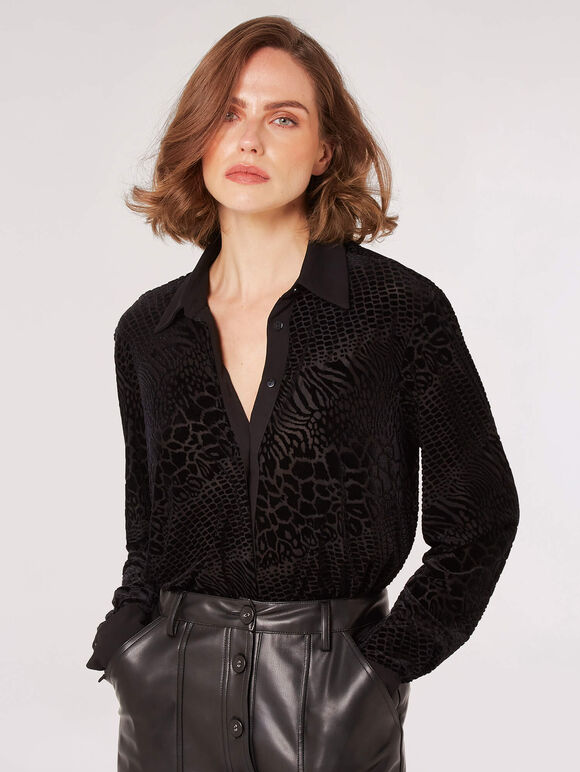 Animal Mix Devore Shirt, Black, large