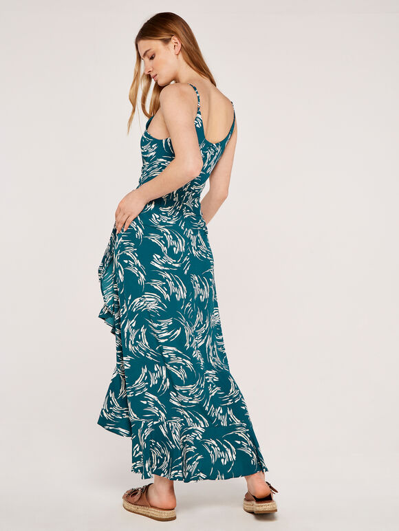 Brushstroke Ruffle Midaxi Dress, Green, large