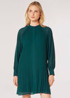 Chiffon Plisse Mini Dress, Green, large