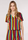 Vertical Striped Buttoned Top, Mustard, large