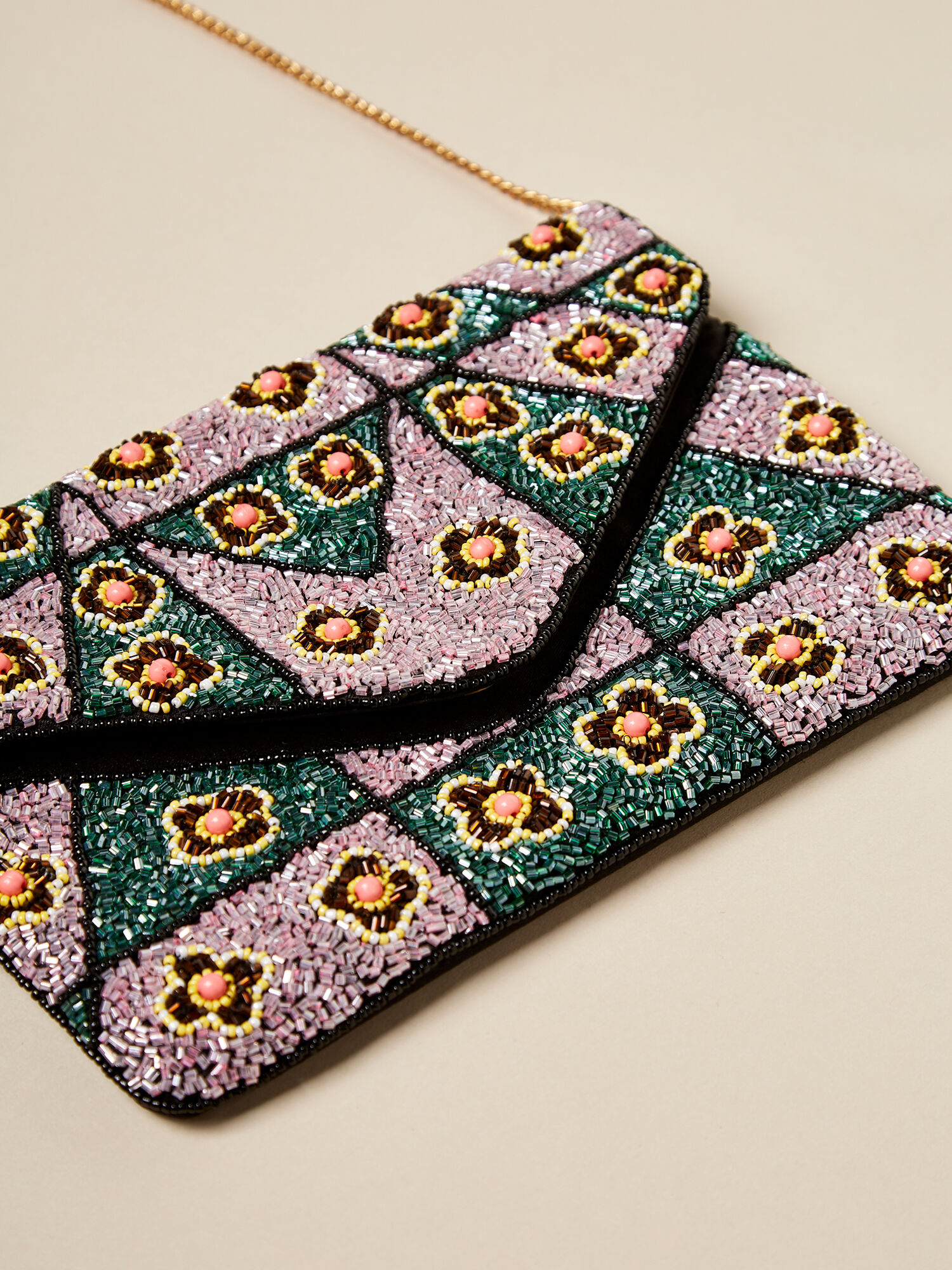 floral embellished clutch bag