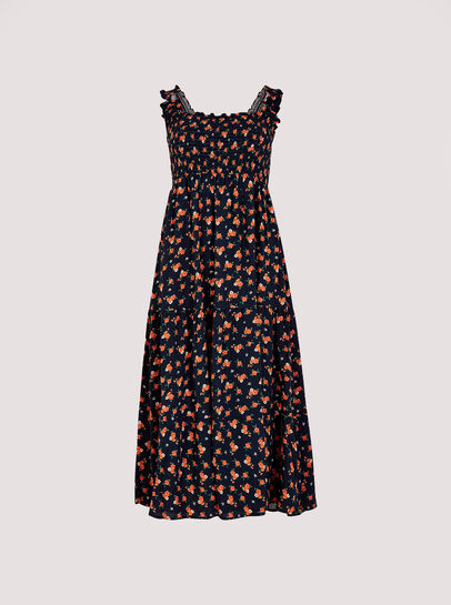 Ditsy Smocked Midi Dress