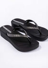 Wedge Sandals, Black, large
