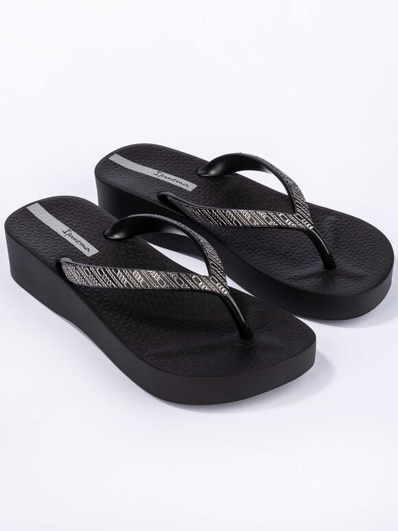 Wedge Sandals, Black, large
